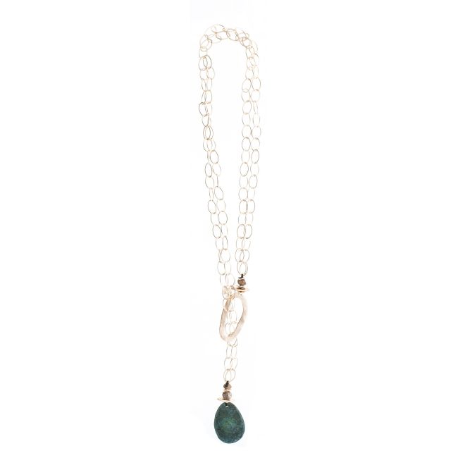 COLLAR LARGO ESLABONES COLGANTE PIEDRA