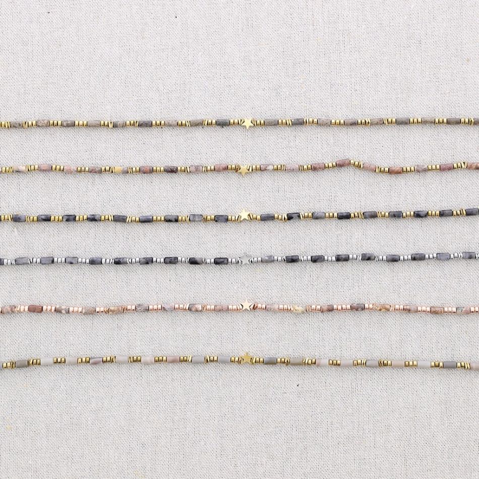 STEEL STAR STONES SHORT NECKLACE