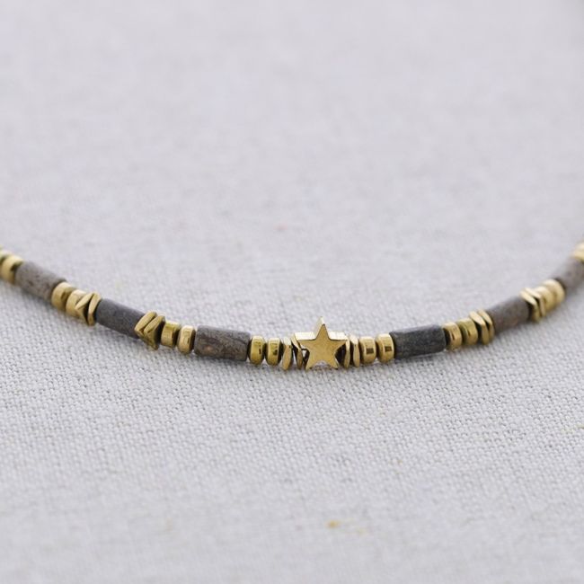 STEEL STAR STONES SHORT NECKLACE