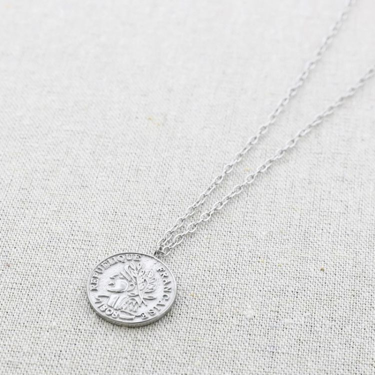 COLLAR ACERO COLGANTE MONEDA