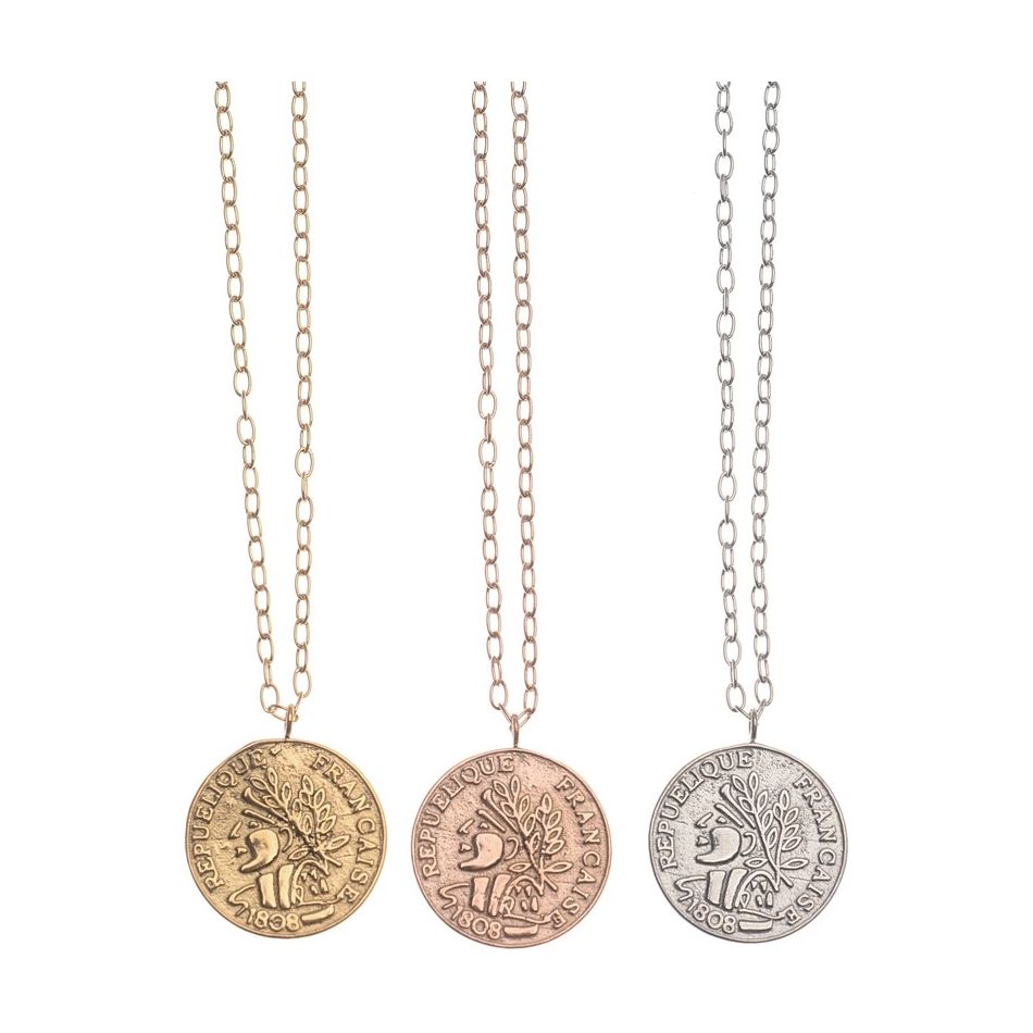 COLLAR ACERO COLGANTE MONEDA