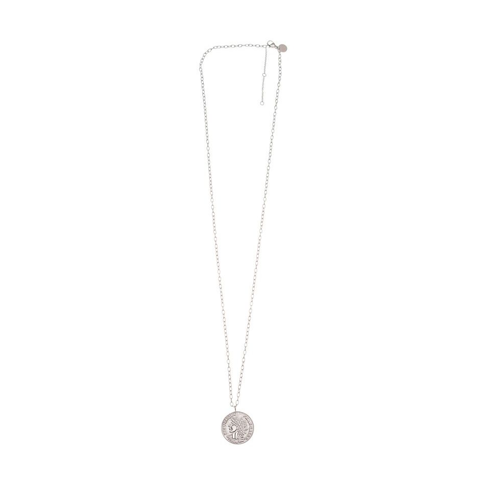 STEEL NECKLACE WITH COIN PENDANT