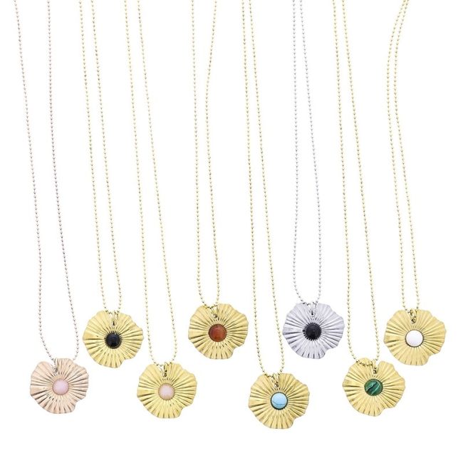 STONE STEEL PENDANT SHORT NECKLACE