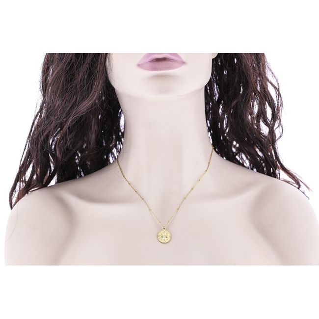 STEEL SHORT NECKLACE WITH COIN PENDANT