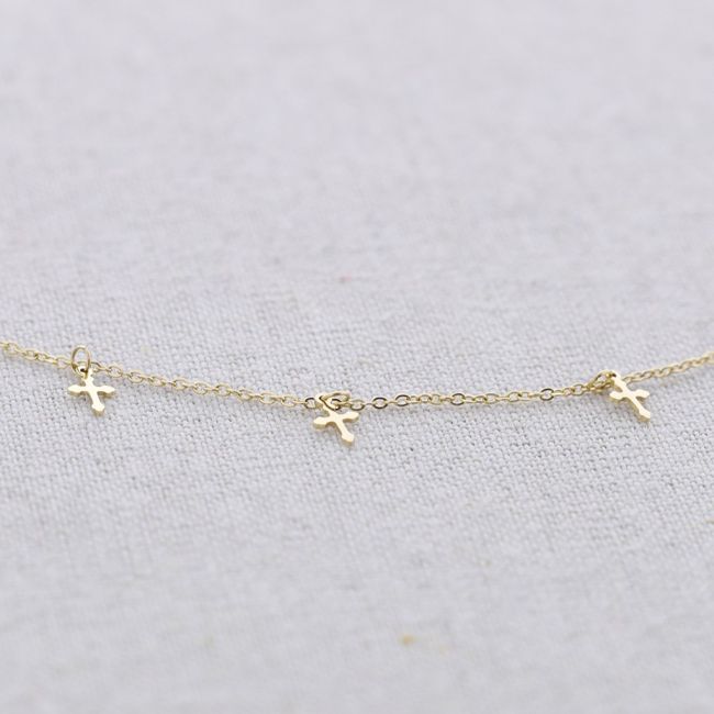 STEEL SHORT NECKLACE PENDANT SEVEN CROSSES