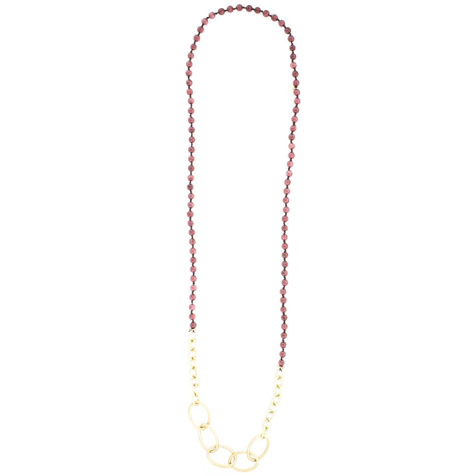 COLLAR LARGO PIEDRAS ESLABONES METAL