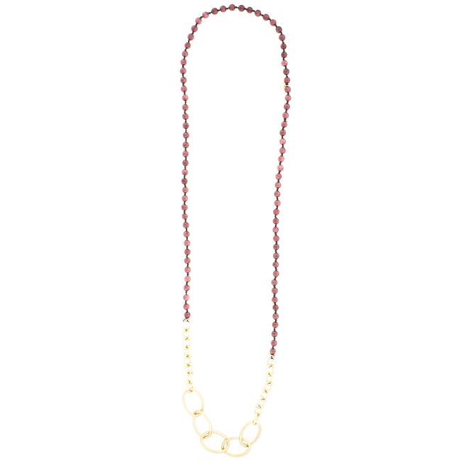 COLLAR LARGO PIEDRAS ESLABONES METAL