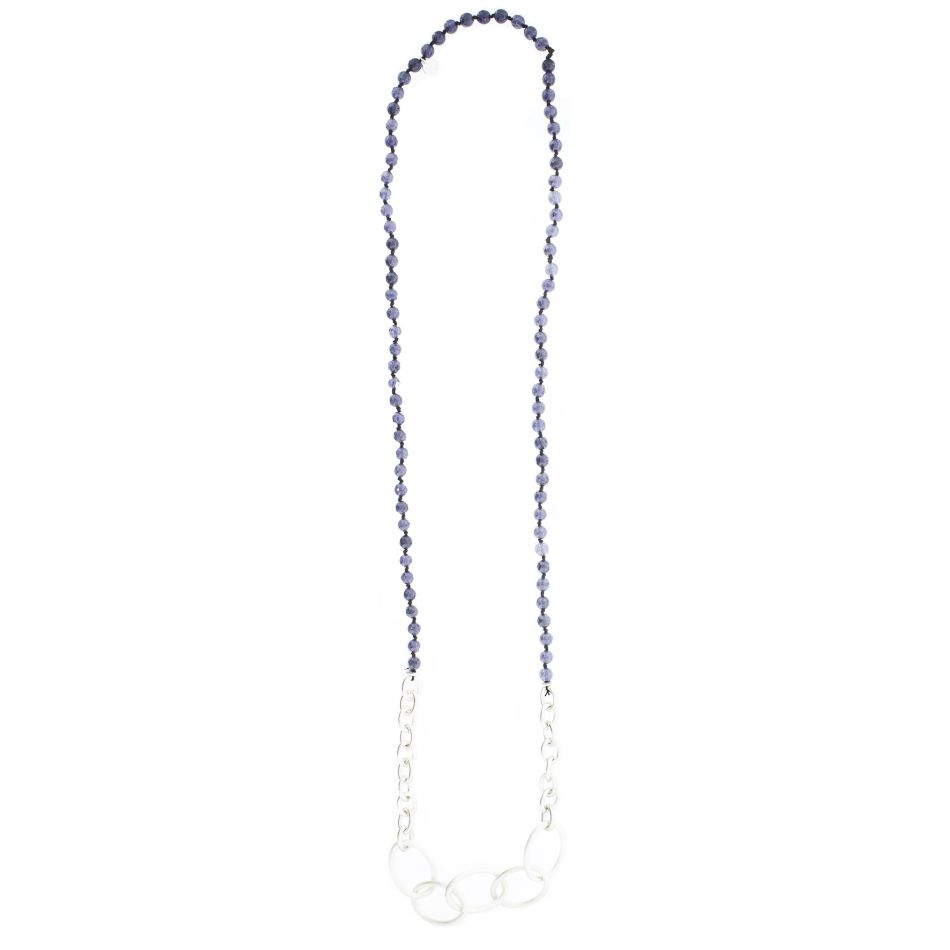 COLLAR LARGO PIEDRAS ESLABONES METAL