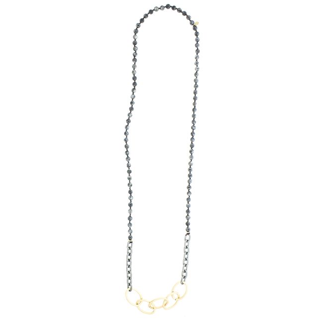 LONG NECKLACE STONES WITH METAL LINKS