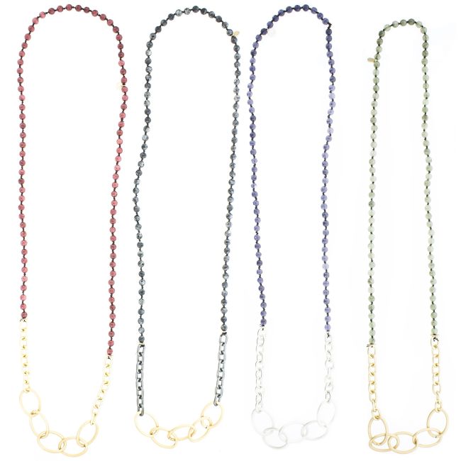 COLLAR LARGO PIEDRAS ESLABONES METAL