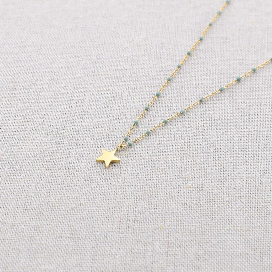 GARGANTILLA ACERO ESMALTE COLGANTE ESTRELLA