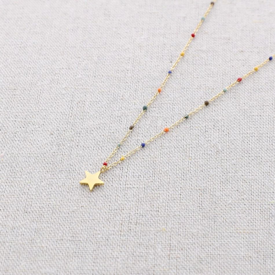 GARGANTILLA ACERO ESMALTE COLGANTE ESTRELLA