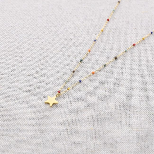 GARGANTILLA ACERO ESMALTE COLGANTE ESTRELLA