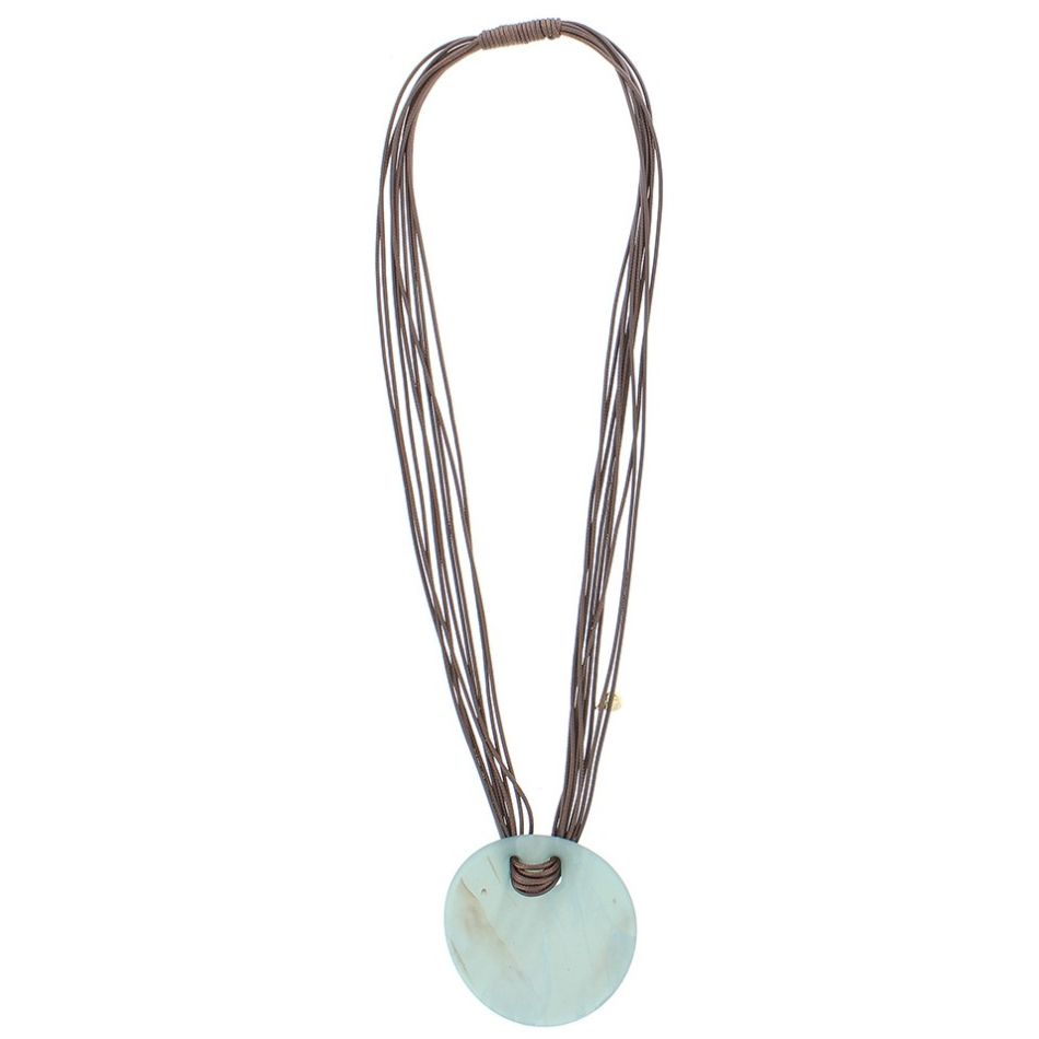 LONG RESIN MEDALLION PENDANT NECKLACE