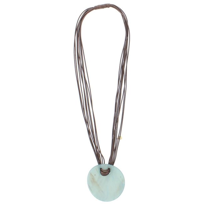 LONG RESIN MEDALLION PENDANT NECKLACE