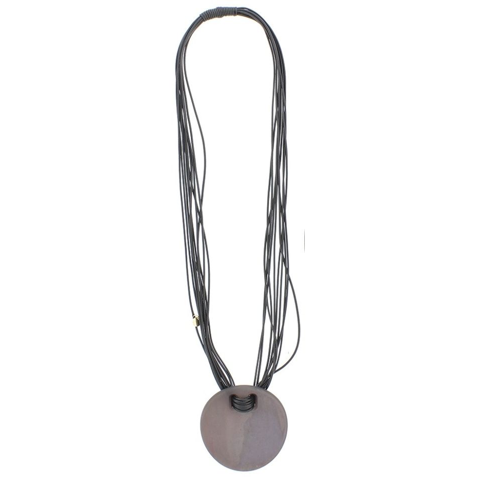 LONG RESIN MEDALLION PENDANT NECKLACE