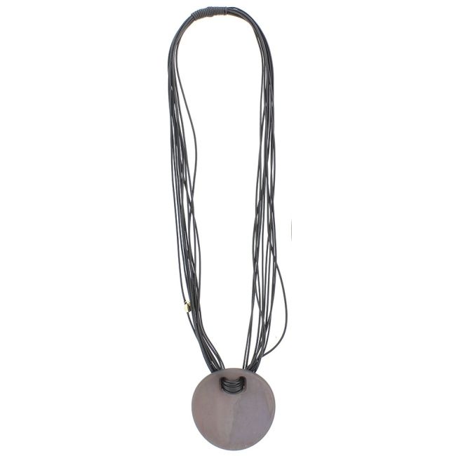LONG RESIN MEDALLION PENDANT NECKLACE