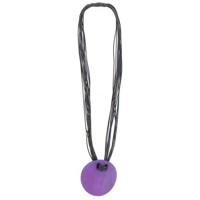 LONG RESIN MEDALLION PENDANT NECKLACE