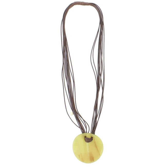 LONG RESIN MEDALLION PENDANT NECKLACE
