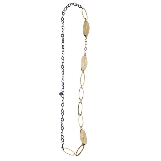 COLLAR LARGO ESLABONES CUENTAS METAL