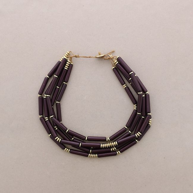 RESIN METAL BEADS SHORT NECKLACE