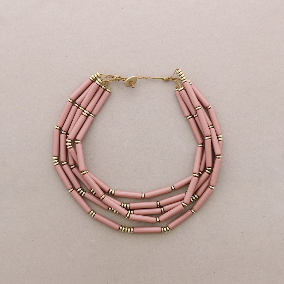RESIN METAL BEADS SHORT NECKLACE