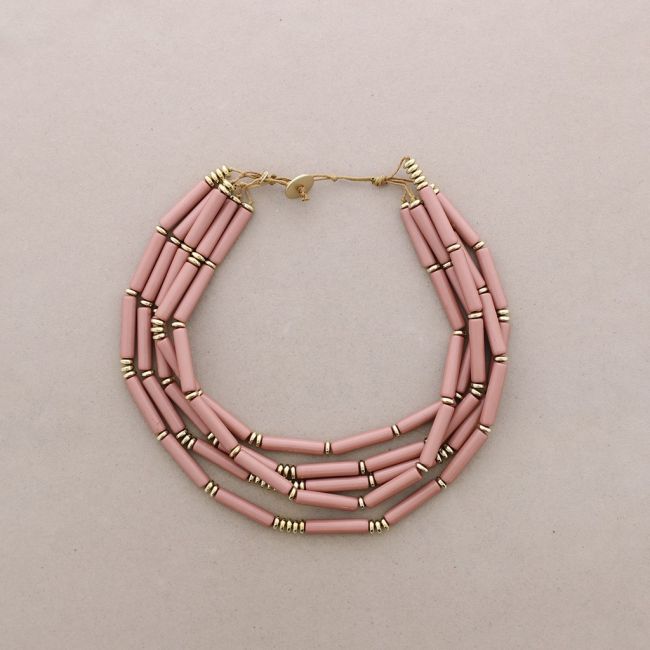 RESIN METAL BEADS SHORT NECKLACE