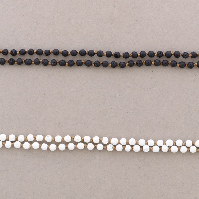LONG NECKLACE LAVA BALLS KNOTS 1.5M*6MM