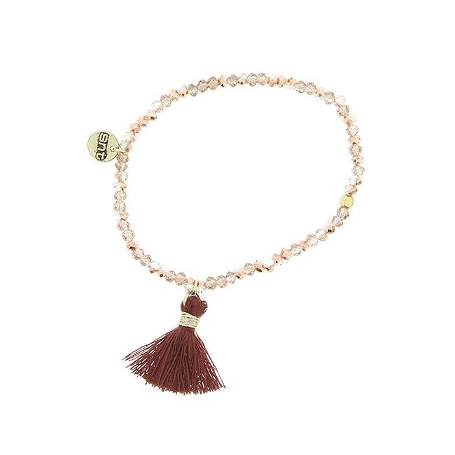 PULSERA CUENTAS FACETADAS FLECO