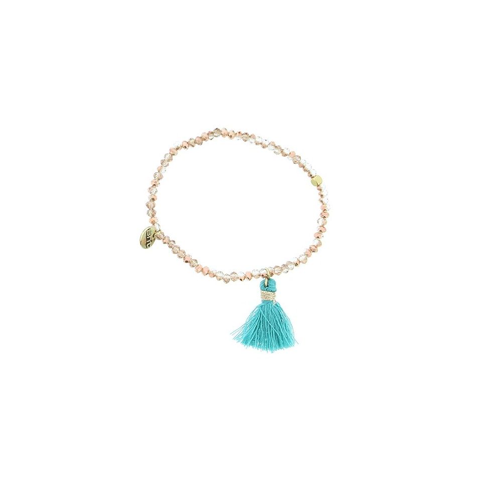 PULSERA CUENTAS FACETADAS FLECO