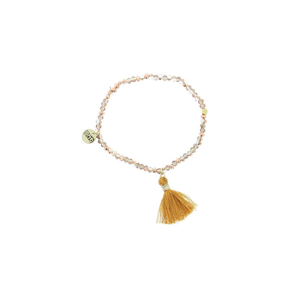 PULSERA CUENTAS FACETADAS FLECO