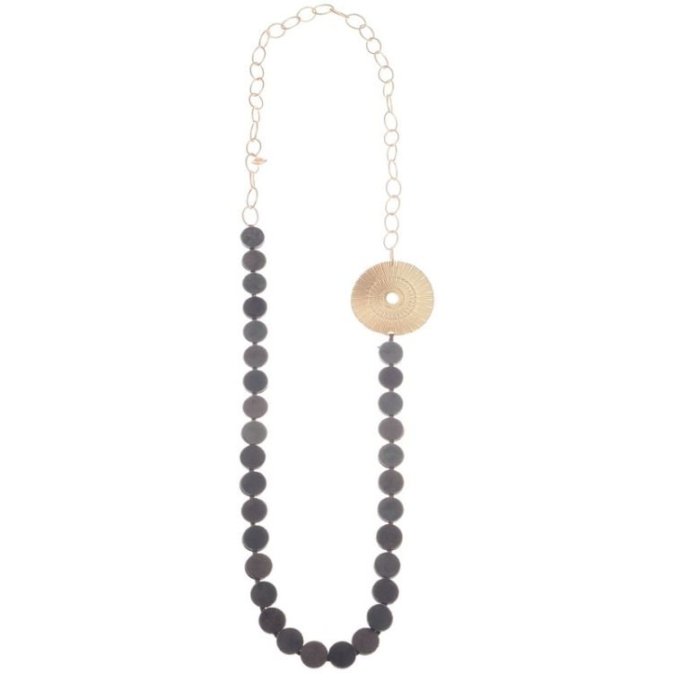 METAL LEATHER MEDALS CHAIN LONG NECKLACE