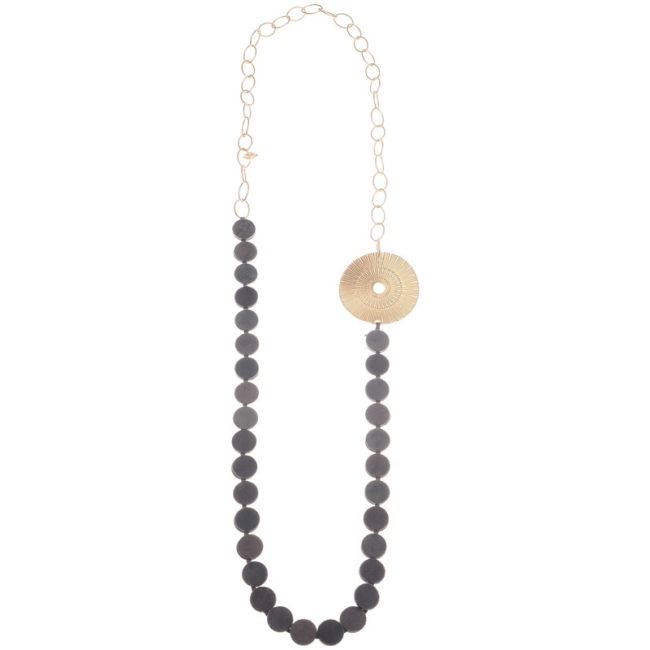 METAL LEATHER MEDALS CHAIN LONG NECKLACE