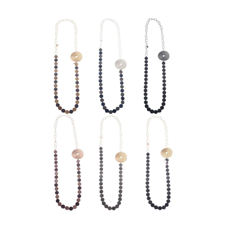 METAL LEATHER MEDALS CHAIN LONG NECKLACE