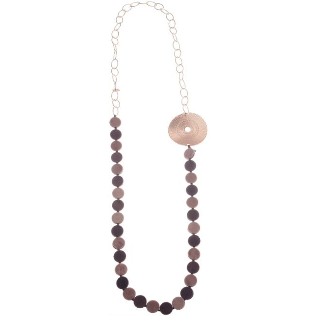 COLLAR LARGO CADENA MEDALLAS METAL CUERO