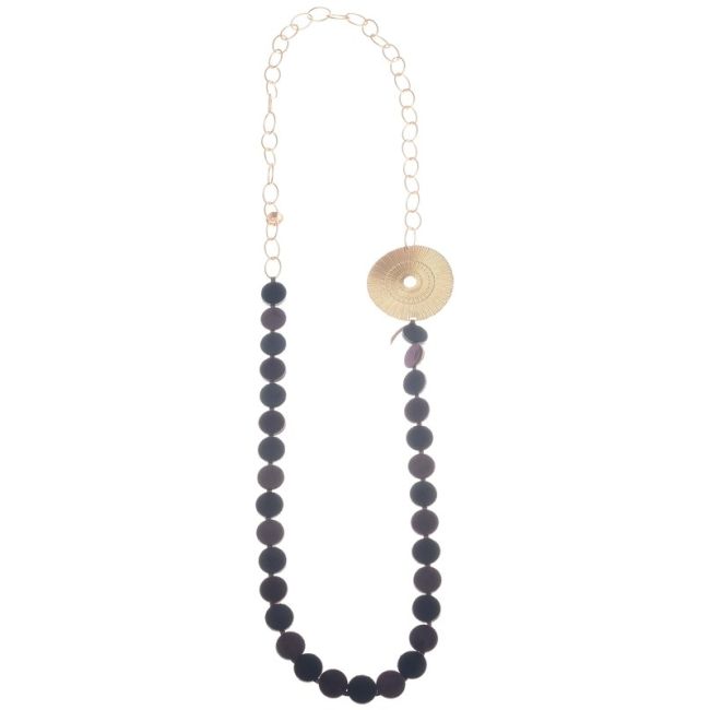 METAL LEATHER MEDALS CHAIN LONG NECKLACE