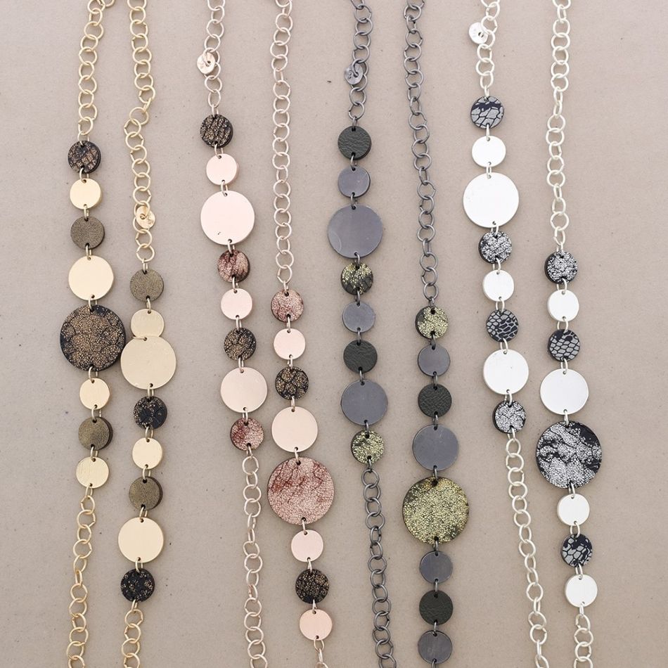 SUEDE LEATHER METAL CHAIN LONG NECKLACE