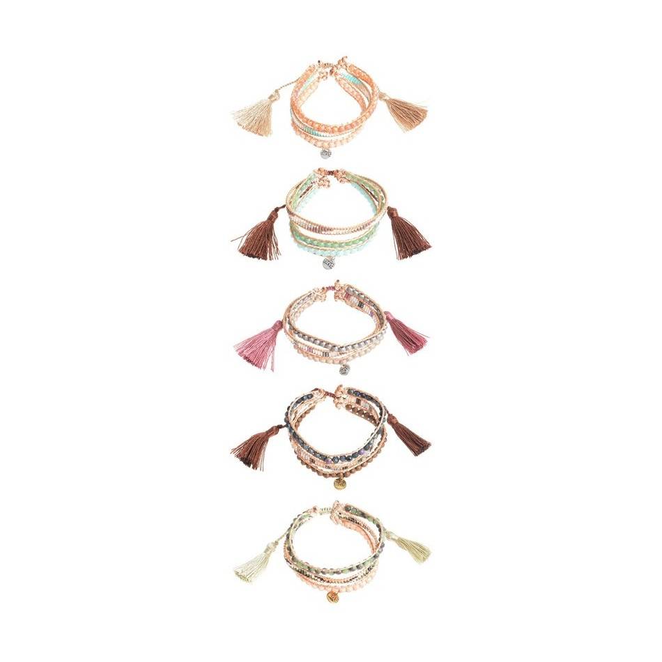 MACRAME BRACELET 3 LEVELS STONES