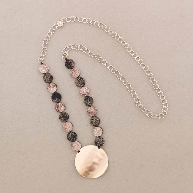 LONG CHAIN NECKLACE SUEDE METAL MEDALLION PENDANT