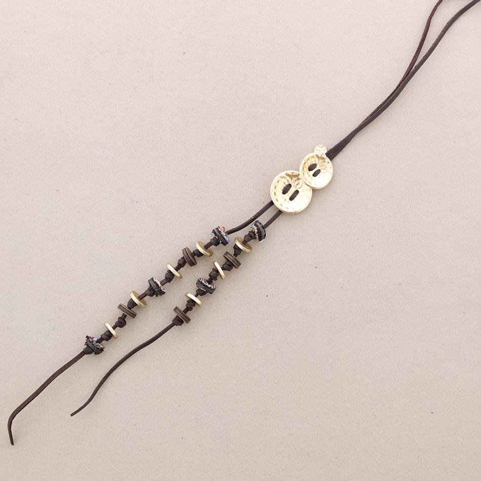 SUEDE LEATHER LONG METAL NECKLACE