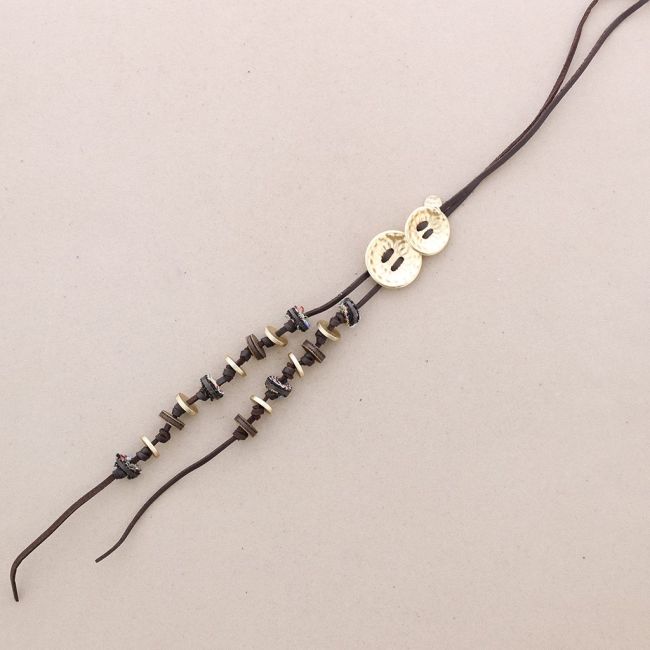 SUEDE LEATHER LONG METAL NECKLACE