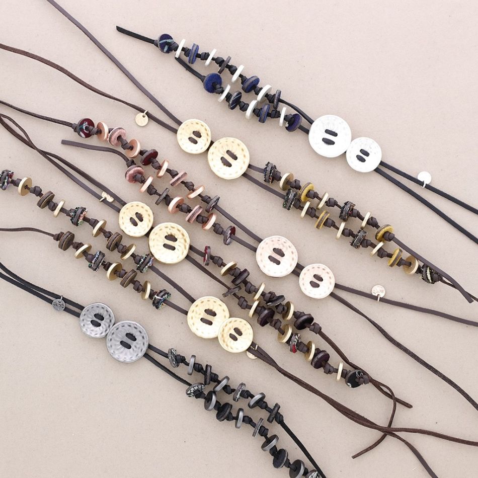 SUEDE LEATHER LONG METAL NECKLACE