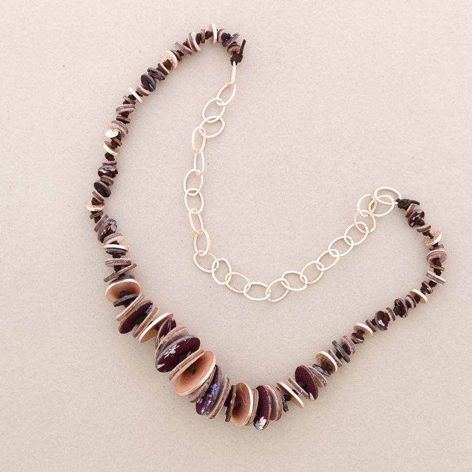 SUEDE LEATHER METAL CHAIN LONG NECKLACE