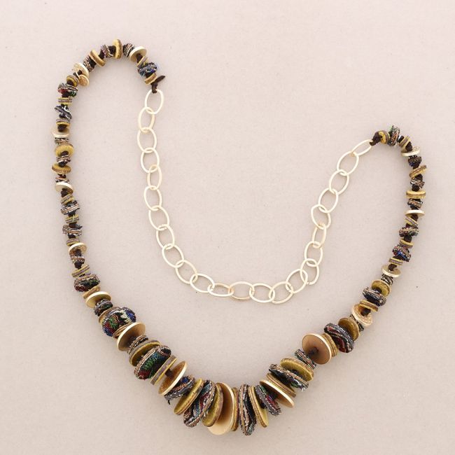 SUEDE LEATHER METAL CHAIN LONG NECKLACE