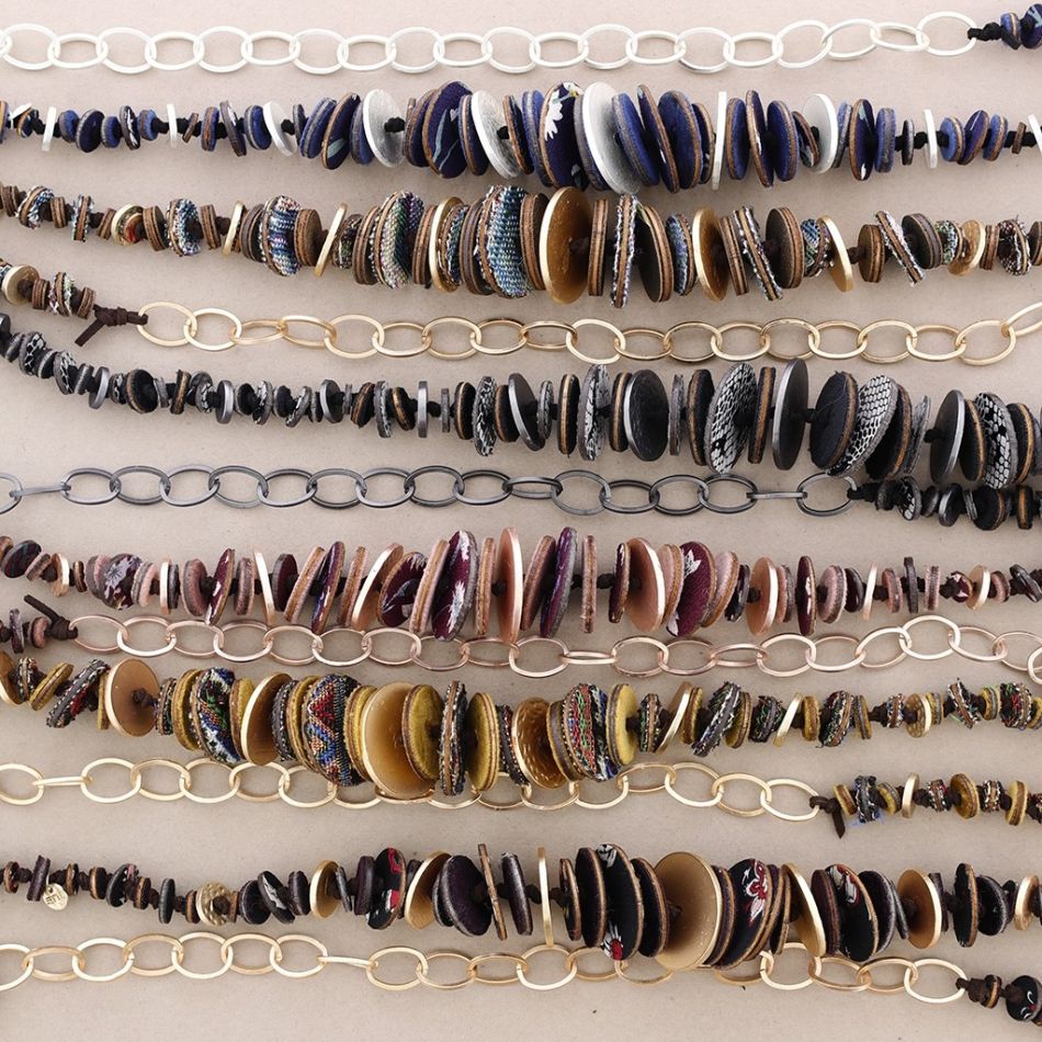 SUEDE LEATHER METAL CHAIN LONG NECKLACE