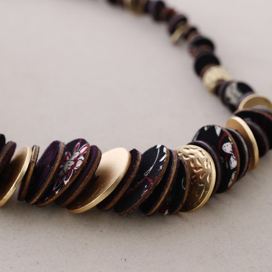 SUEDE LEATHER METAL CHAIN LONG NECKLACE