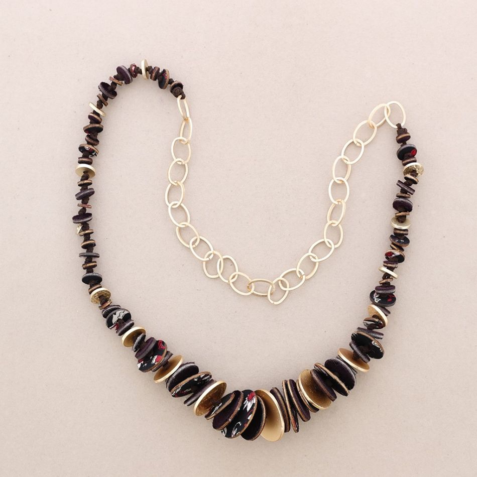 SUEDE LEATHER METAL CHAIN LONG NECKLACE