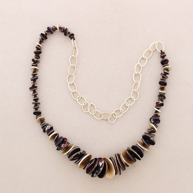 SUEDE LEATHER METAL CHAIN LONG NECKLACE