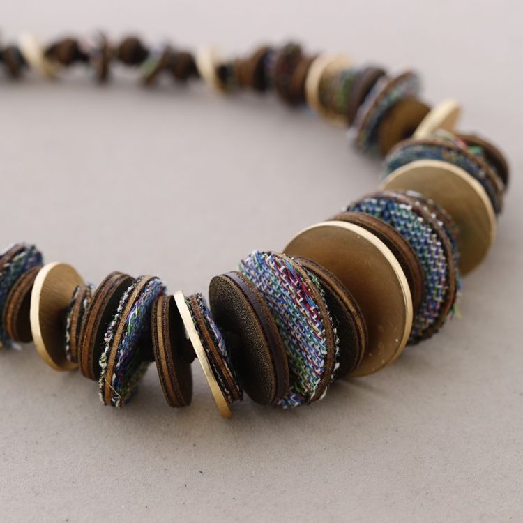 SUEDE LEATHER METAL CHAIN LONG NECKLACE