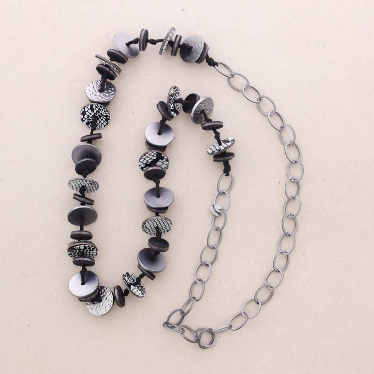 SUEDE LEATHER METAL CHAIN LONG NECKLACE 2